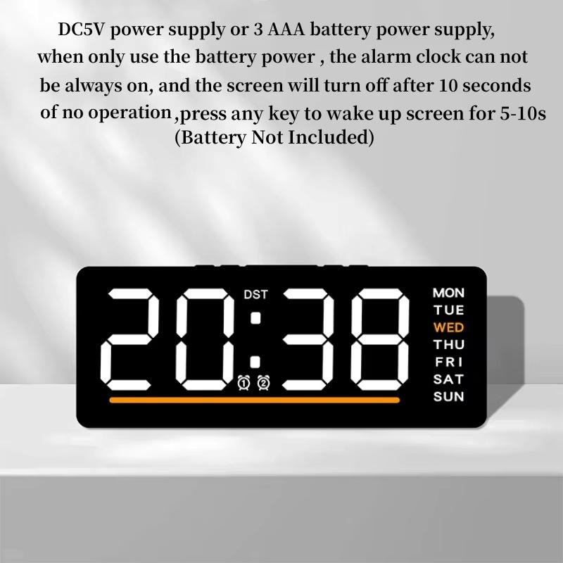 Ceas cu alarmă cu LED digital Data Reglarea temperaturii luminozitate Ceas electronic pentru copii Ceas cu amânare silențioasă 12/24H Alimentat prin USB
