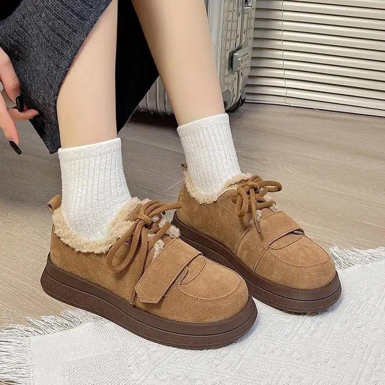 Fur Platform Women Casual Shoes Suede Flats Boots Woman 2025 Trend Winter Fashion Lolita Elegant Cozy New Brand Sneakers Mujer