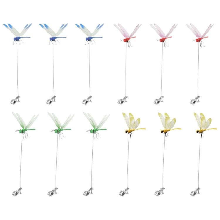 

12Pcs Dragonfies Clip 3D Dragonfies Garden Stakes Decors Fly Deterrents Dragonfies Fly Deterrents,Garden Bird Scare Devices 1