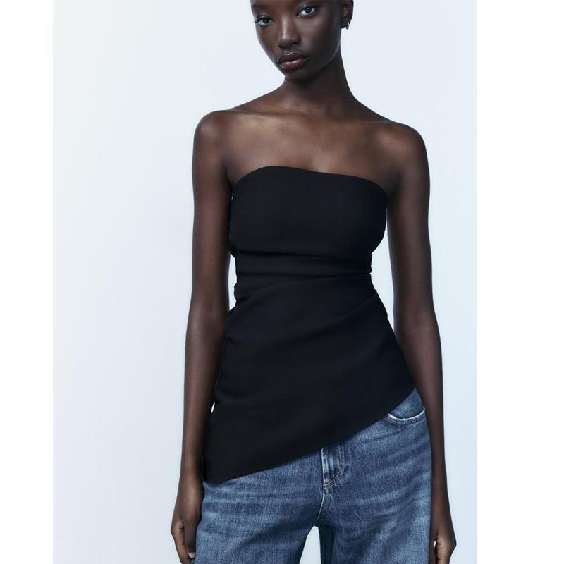 Fall and Winter New Women's Clothing Fashion Wind Ruched Decorative Waist Silm Plaid Asymmetric Tops 5644996