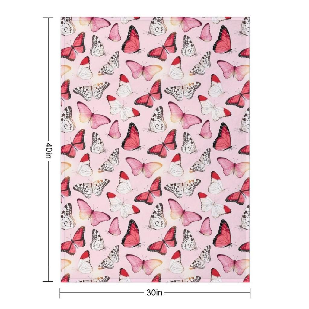 Pretty Pink Butterflies Throw Blanket Sofa Quilt Soft Plush Plaid Quilt Large Blankets