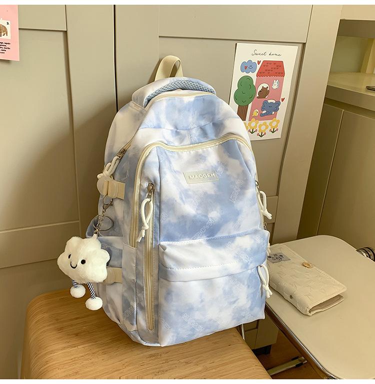 Schoolbag Fashionable Korean Version Backpack School Season New Tie-dye Large-capacity Middle School Student Schoolbag Sweet and Fresh Casual Backpack