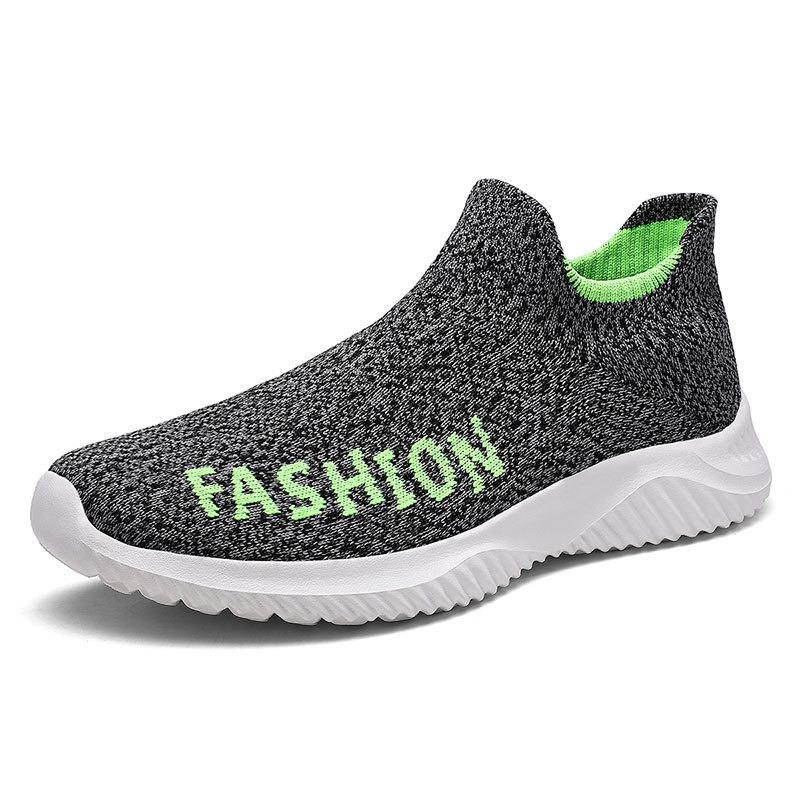 Men Casual Shoes Flat Fashion Slip On Autumn Spring Knit Low Top Sneakers Male Non -Slip Breathable Lightweight Comfortable