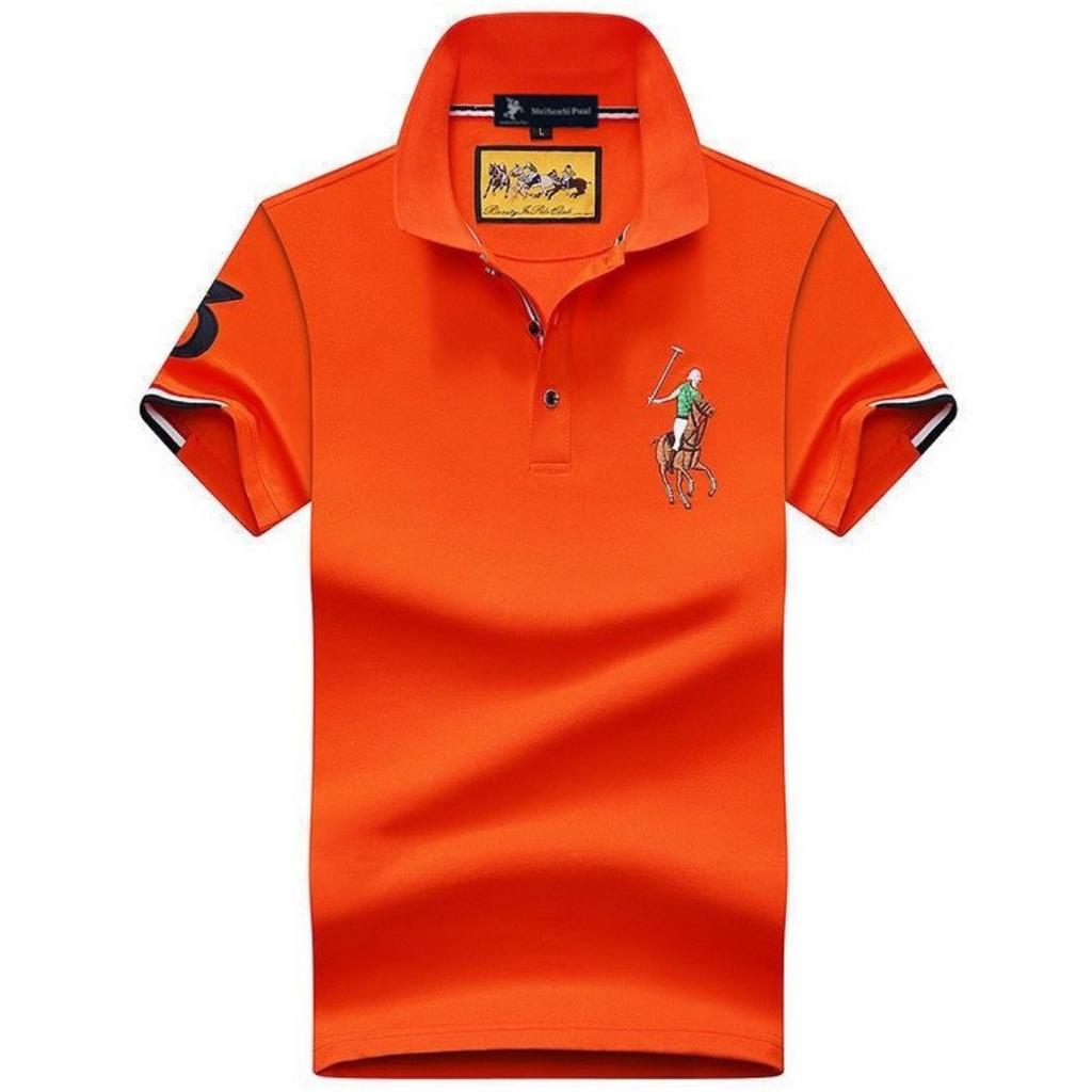 TrendHub Polo Shirt Men Cotton Mens Short Sleeve Solid Color Embroidery Business Casual Polo Shirt
