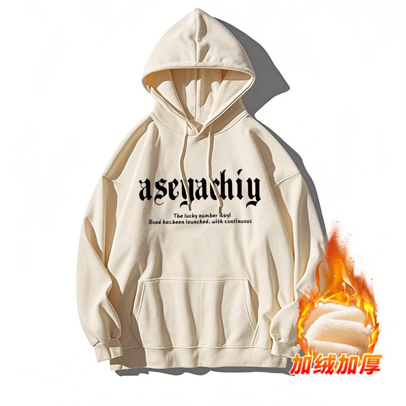 

Shoulder Sweater Boys Autumn and Winter Fleece Heavy Women s American High Street Hooded Sports Jacket XXXL