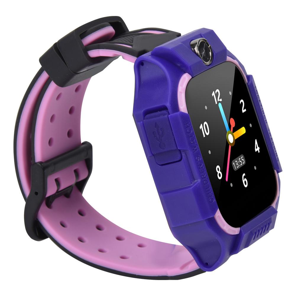 E12 Kid Phone Smart Watch Insert Card Take Photo with Colours TFT Screen(black &pink&purple)