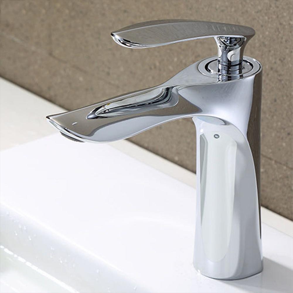 Basin Faucets Waterfall Bathroom Faucet Single Handle Basin Mixer Tap Bath White Faucet Alloy Faucet