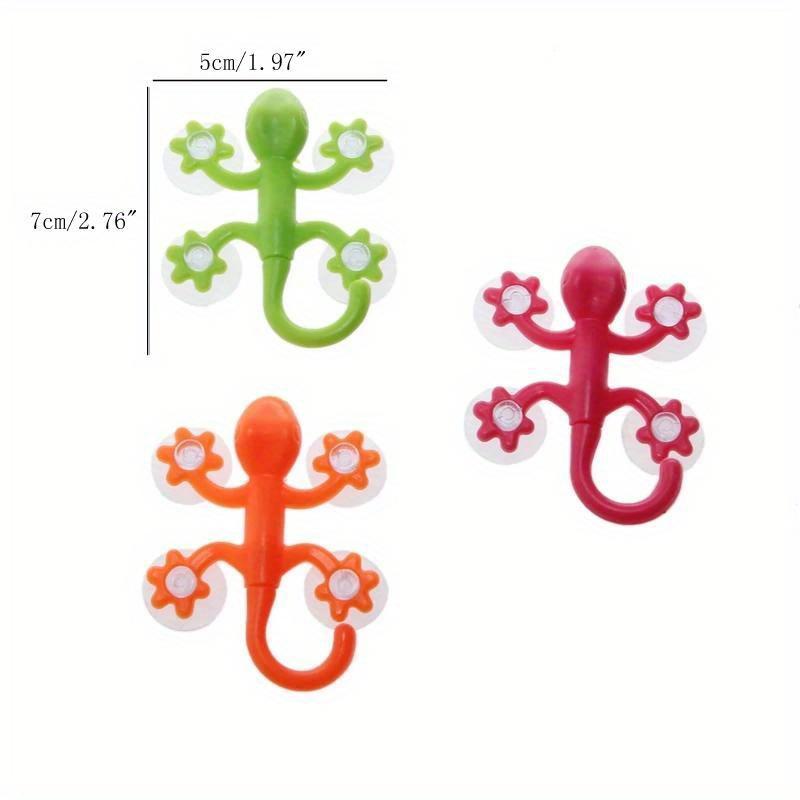 4pcs Gecko Powerful Plastic Four Suction Cups Hook Wall Hanger Decoration Bathroom