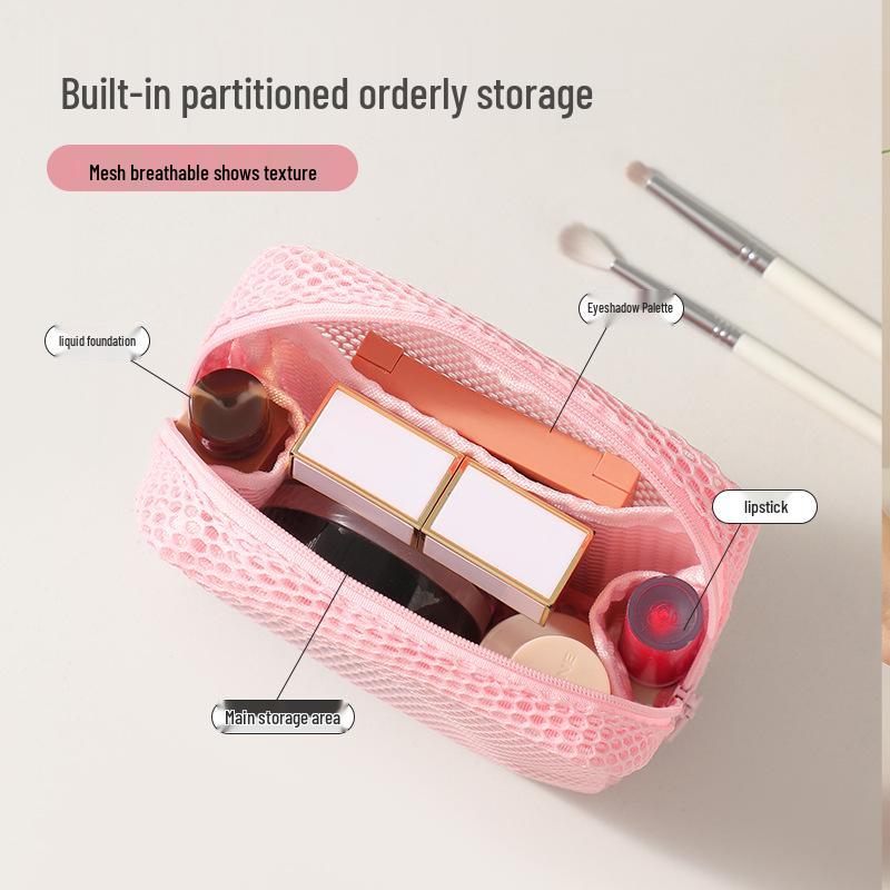 Dopamine Color Mesh Tofu Makeup Bag: Compact Lipstick & Sanitary Pad Storage
