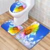Sunflower Toilet Three-Piece Floor Mat Bathroom Three-Piece Carpet Doormat