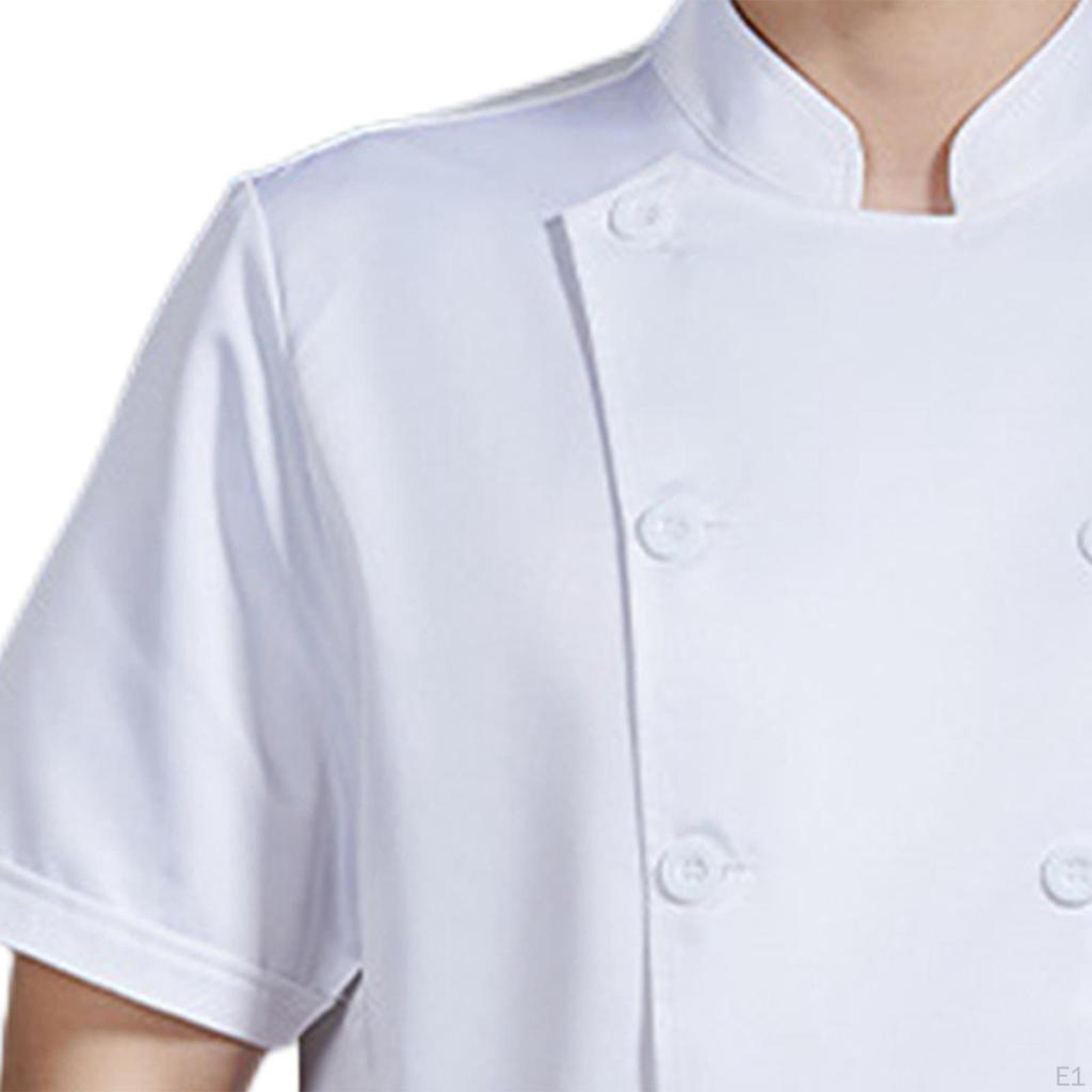 Chef Coat Jacket Executive Clothes with Pocket Breathable Summer Uniform Workwear for