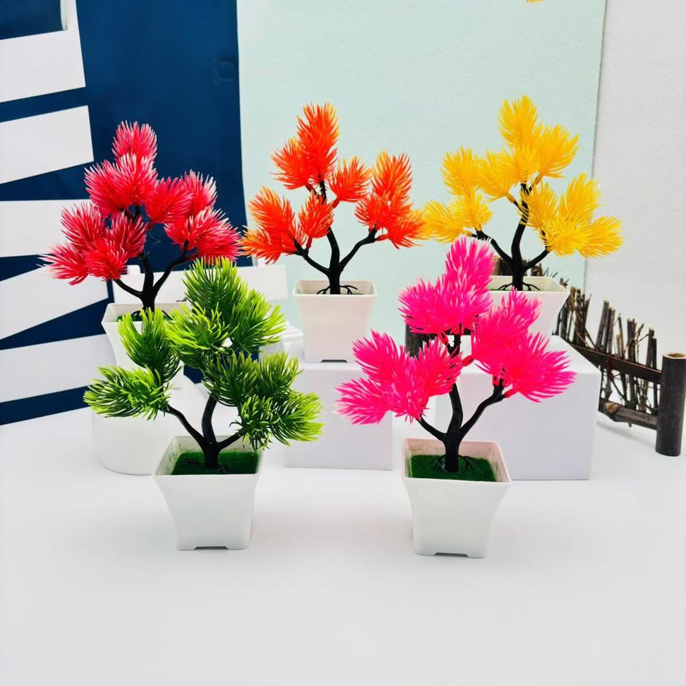 Pine Bonsai Garden Ornament With Faux Tree For Home Decor And Hotel Lobby