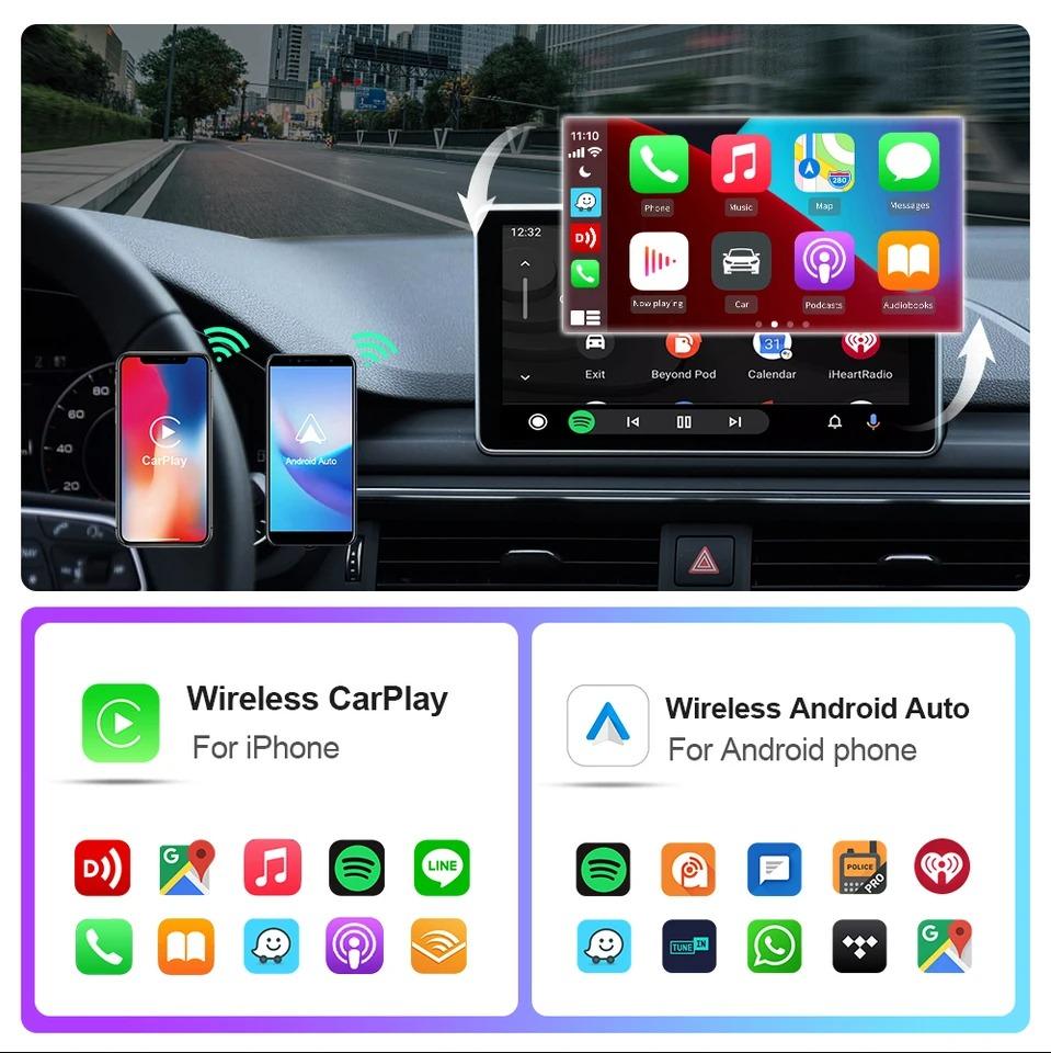 Wireless Carplay Adapter for Android iPhone Auto 2 in1 Wired to Wireless AI Box USB Connection for Volvo Benz Mg Kia Chery VW