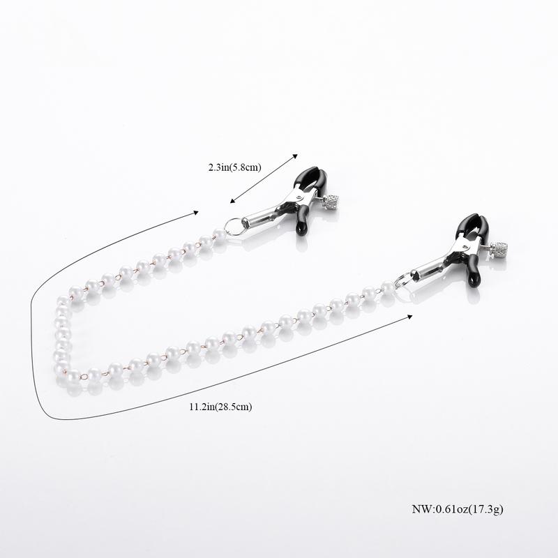 Chain Pearl Breasts White Clip Sex Toys Adjustable Metal Nipple Clip Stimulation Nipple Tools Adult BDSM Sex Toys for Women