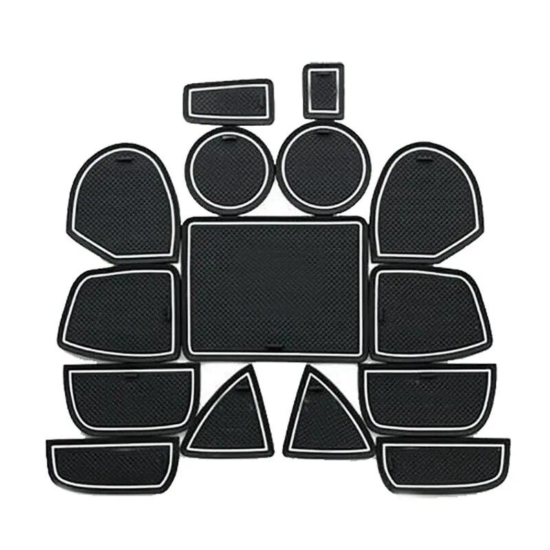 15PCS Anti-Slip Gate Slot Matte Gummi Untersetzer für Jeep Grand Cherokee 2011-2014 2015 2016 2017 2018 WK2 Zubehör Aufkleber