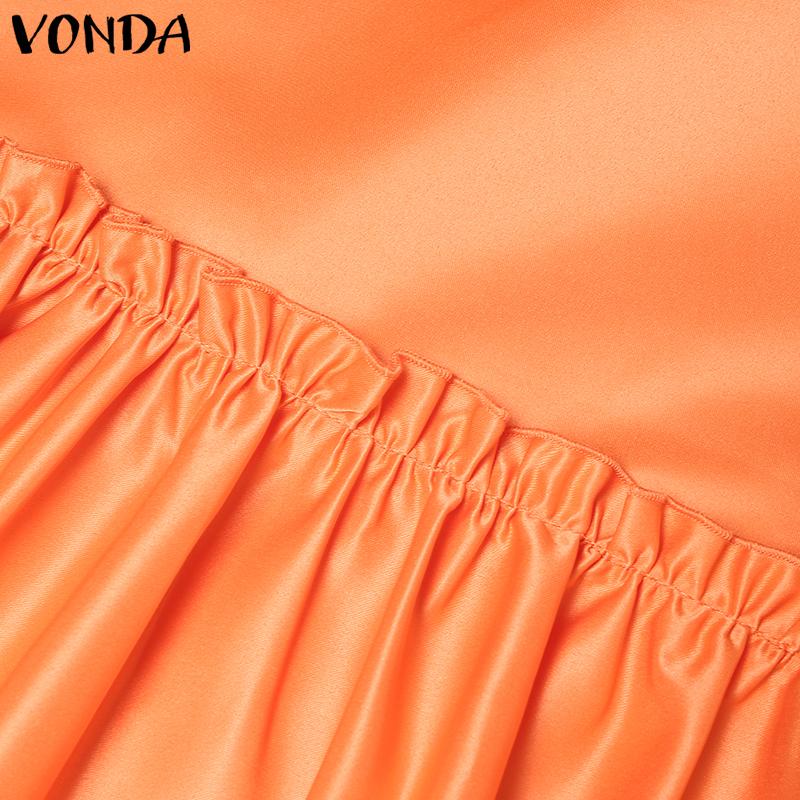 VONDA Oversized Women Round Neck Batwing Half Sleeve Party Long Pleated Dresses