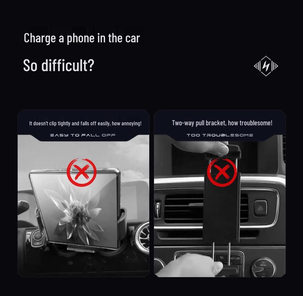 Foldable Screen Wireless Fast Charging Car Holder for Huawei & Samsung Z Fold 6