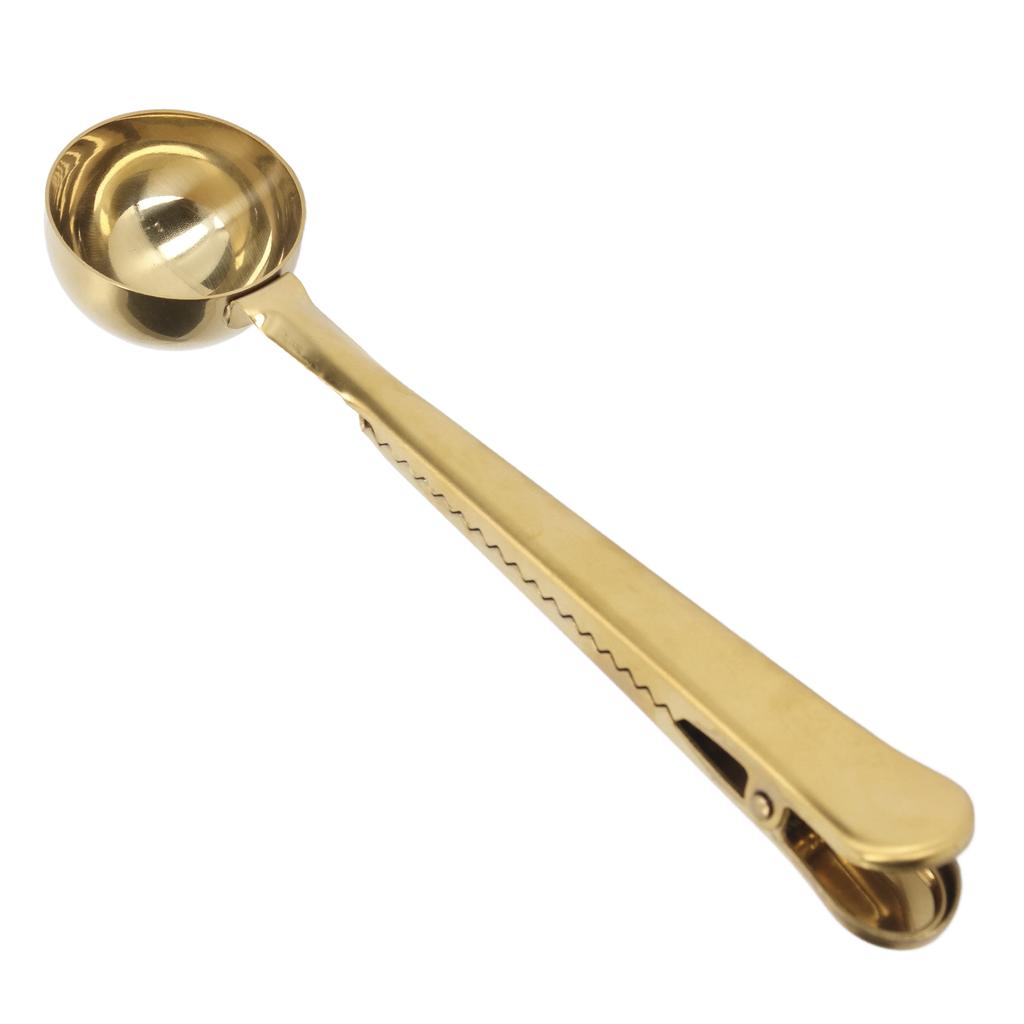 Coffee Spoon Sealing Clip 2 in 1 Stainless Steel Tight Sealing Deepen Design Convenient Practical Coffee Drinking Tools