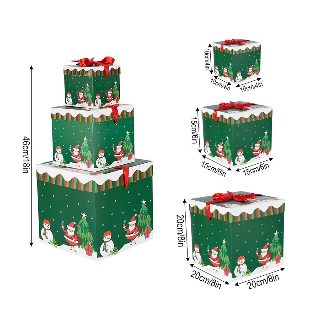 Christmas Nesting Gift Boxes With Lid For Holiday Packaging Empty Advent Calendar Candy Box Christmas Tree Gift Wrap Boxes