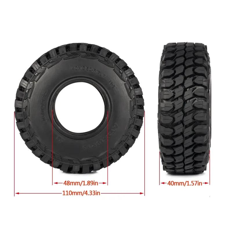 4Pcs Rubber Tires with Foam Inserts 110*40mm for 1/10 RC Crawler Truck Element Enduro SCX10 II TRX4 MST CMX TF2 D90 RGT EX86130