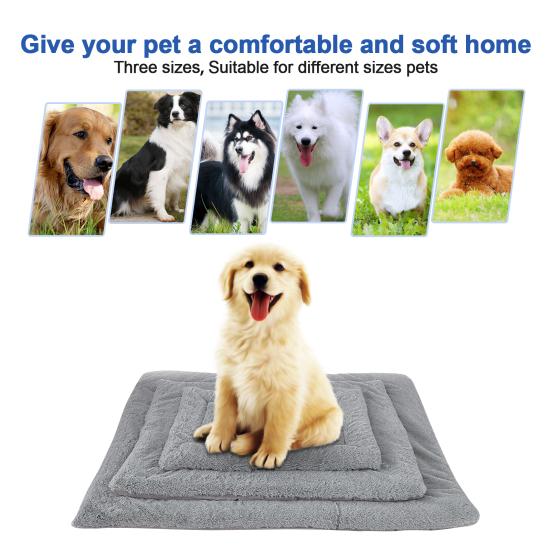 Dog Mat Comfortable Soft Warm Pet Bed Gray Corduroy PV Fleece Washable Kennel Pad for Dogs Cats Sleeping
