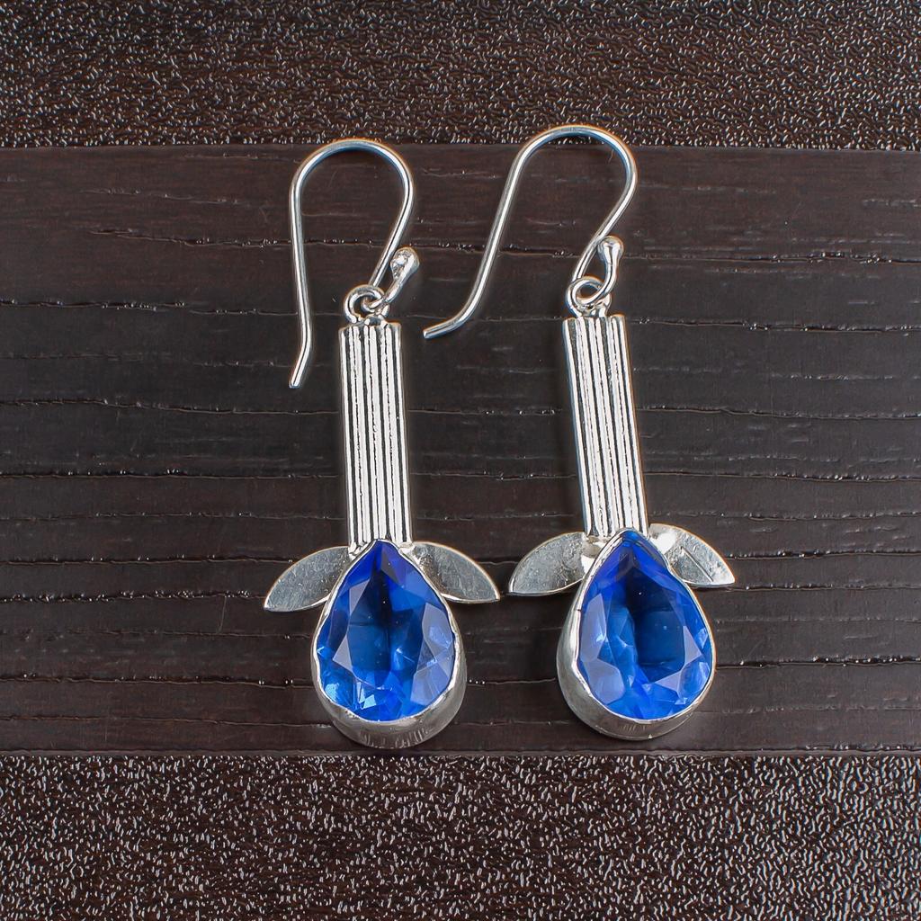 Natural Tanzanite Gemstone 925 Sterling Silver Handcrafted Jewelry Earring EE-36-6