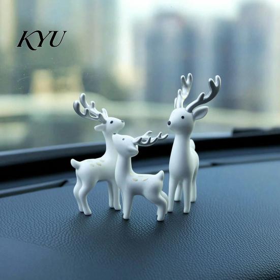 Deer Figurine for Home Decor 3 Pcs Mini Figurines, Cute Woodland Animal Decoration, Miniature Ornament Set Reindeer Statues Fairy Gardens, Cake
