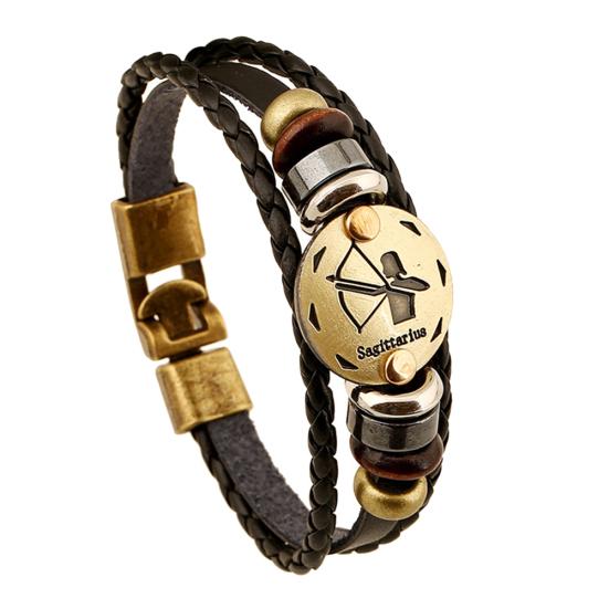 12 Constellations Multi-layer Braided Faux Leather Bracelet Bangle Jewelry Gift