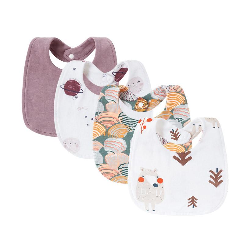 4Pcs-set Baby Bibs Burp Clothes Cartoon Newborn Saliva Towels for Girls Boys Cotton Kids Apron Infant Accessories Toddler Bibs