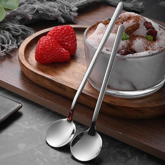 Coffee Stirring Spoon Stainless Steel Long Handle Spoon Polished Rust-Proof Creative Dessert Spoon for Home Cafe Kitchen Tool for Stirring