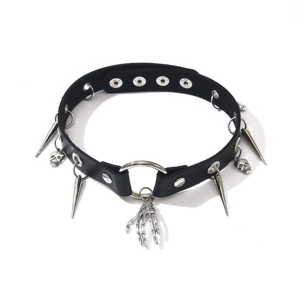 Punk style cross choker collar exaggerated personality tassel PU necklace sweet cool babes accessories