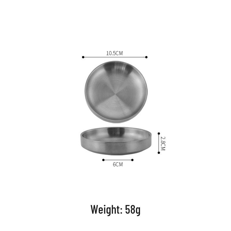 Korean-Style Double Layer Gold Kimchi Dish - Stainless Steel Small Bowl for BBQ, Dipping Sauce, Seasoning.