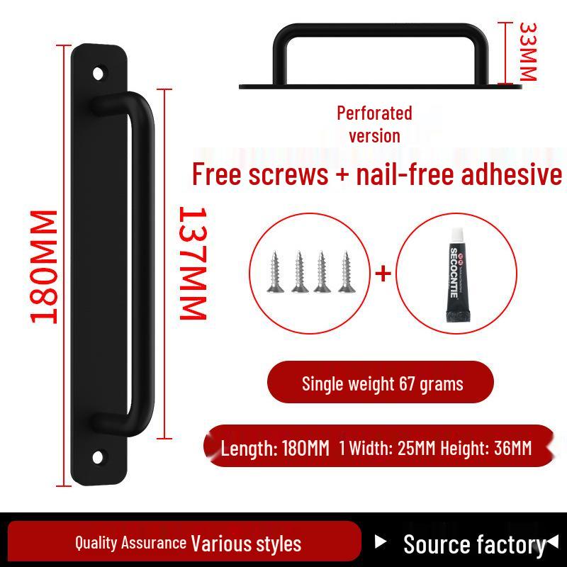 Aluminiumlegering Deurklink zonder Boren voor Glazen, Stalen, Kunststof Balkon-, Schuif- en Kastdeuren