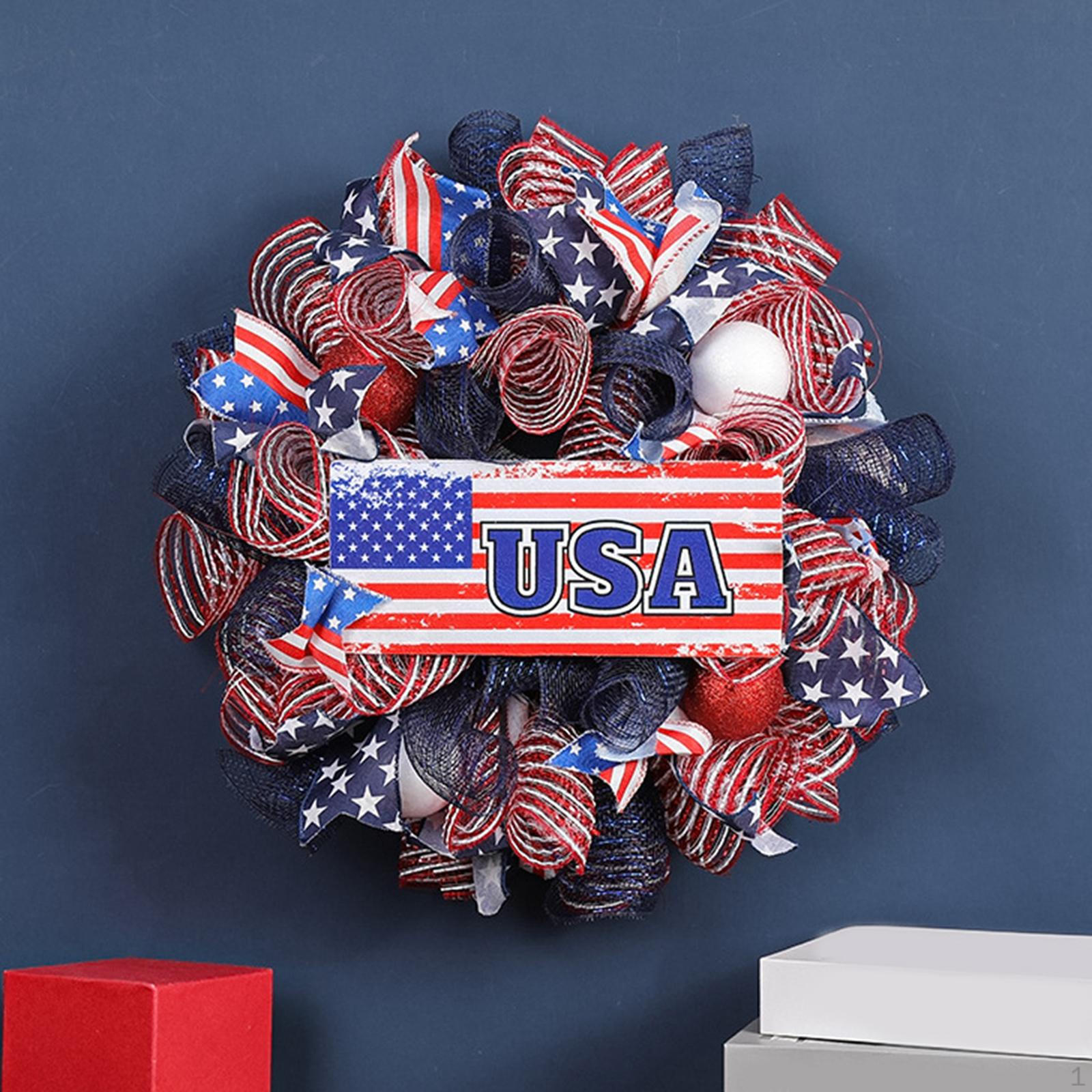 Independence Day Wreath American Patriotic for Indoor Festival Window