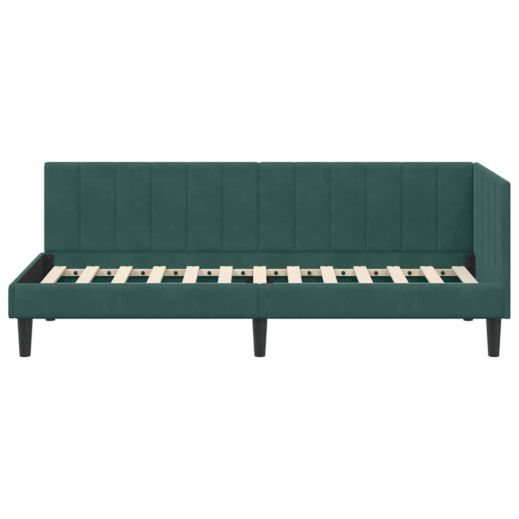 L Shaped Bed Frame with Headboard Dark Green 80 Cm X 200 Cm Velvet