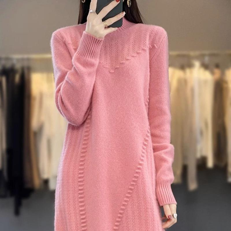 

Светр для жінок Осінь Зима Потовщений Пуловер Теплий В язаний Однотонний Еластичний З довгим рукавом Оверсайз Джемпер Топи L рожевий