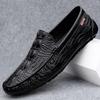 Fashion Crocodile Pattern Mens Loafers Genuine Leather Casual Shoes Men Slip-On Shoes Lightweight Man Driving Flat Fashion New Mocasines