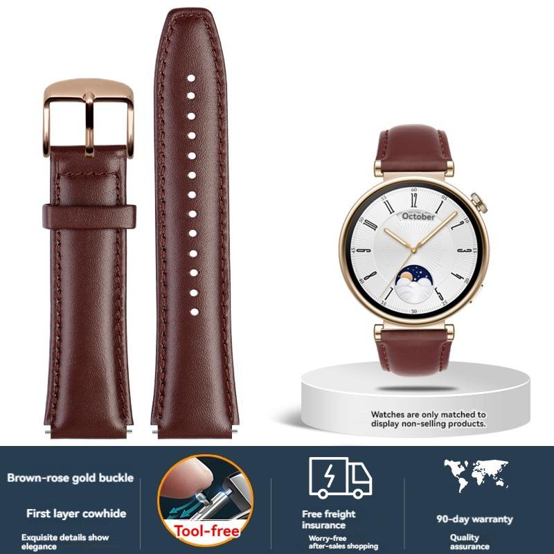 For Huawei Watch GT4 strap Calfskin sports watch New Cowhide fashionable 41mm leather replacement wristband accessories 18mm