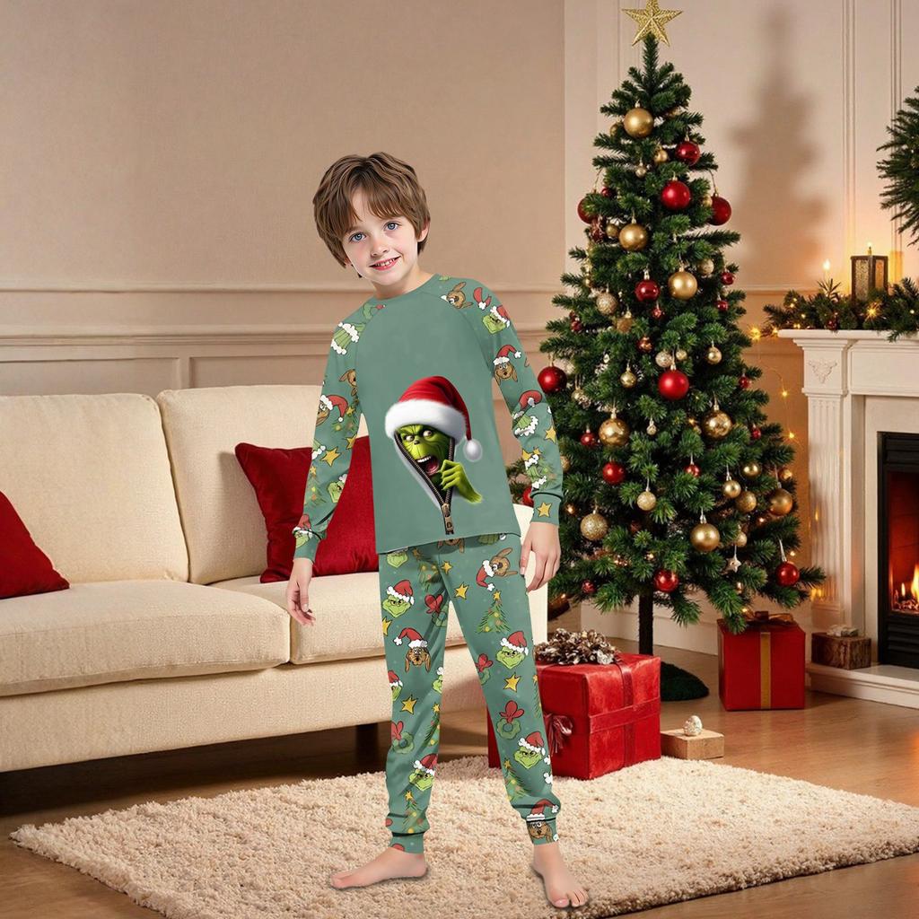 Family Matching Print Sets Pajamas Loungewear Outfits Family Matching Long Sleeve Tops+Pants Set