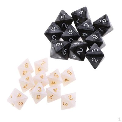 20 Stück 8-seitige D8-Polyeder für Party-Tischspiele - Schwarz-Weiß