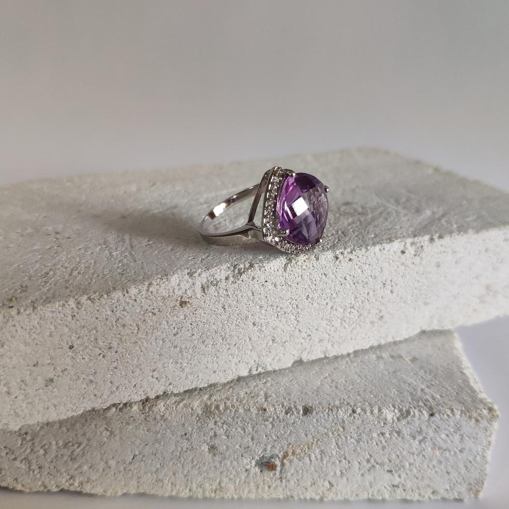 Silberring mit natürlichem Amethyst, Zirkonia (2128922)