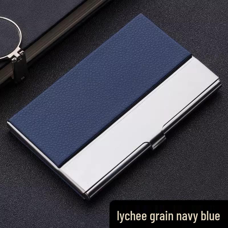 Men's and Women's Portable Stainless Steel Leather Business Card Holder