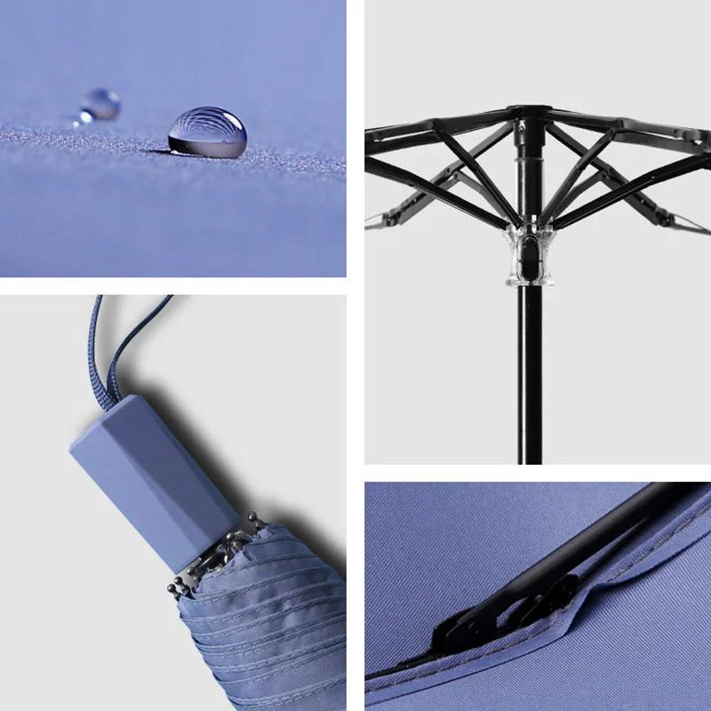 8 Ribs Rain Umbrella Three-folding Anti-UV Waterproof Windproof Umbrellas Portable Travel Resistant Trip Sun UMBRELLAS For Women