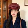 Korean Leather Beret Children Spring Student Cute Versatile Pu British Style Octagonal Hat Pumpkin Hat