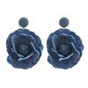 Autumn & Winter Floral Earrings: Blue Rose, Trendy Exaggerated Design for Women