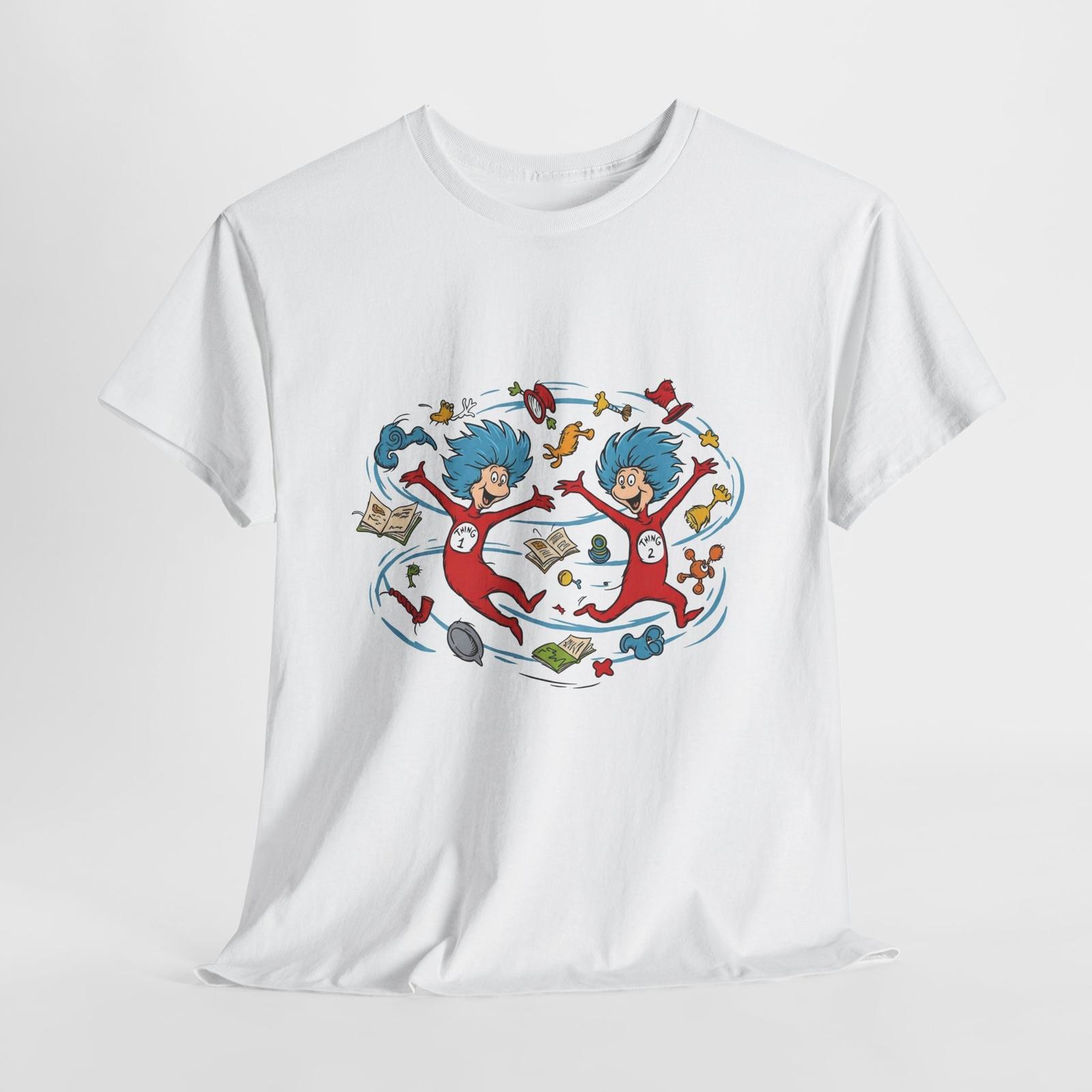 Thing 1 Thing 2 Dr Seuss Cat in The Hat Twins T-shirt Unisex Tee Matching XXL
