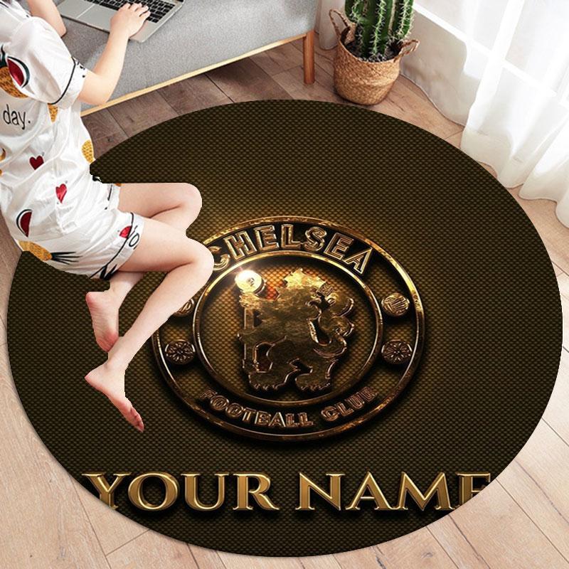 Chelsea F Custom Name Round Area Rug,Carpet Rug for Living Room Bedroom Sofa Playroom Decor,Non-slip Floor Mat