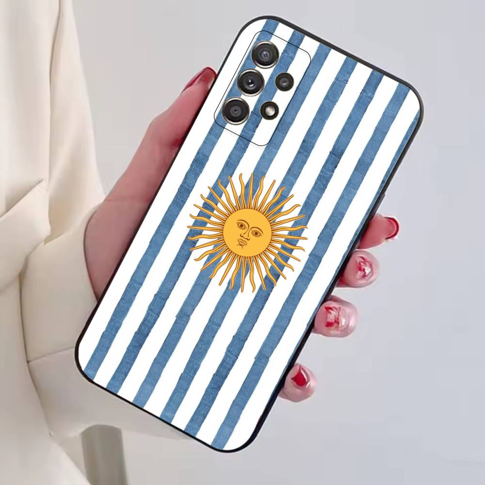 A-Argentina Football Fan Support Flag Phone Case For Samsung S25,S24,S21,S22,S23,S30,Ultra,S20,Plus,Fe,Soft Silicone Black Cover