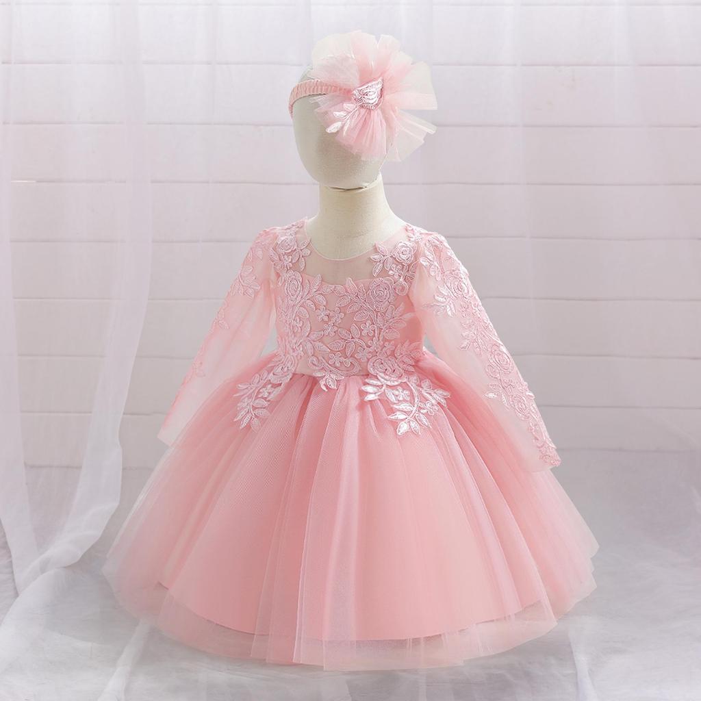 Weißes bauschiges Tüll-Prinzessinnenkleid für Mädchen - Einjähriges Abend- und Bühnenoutfit