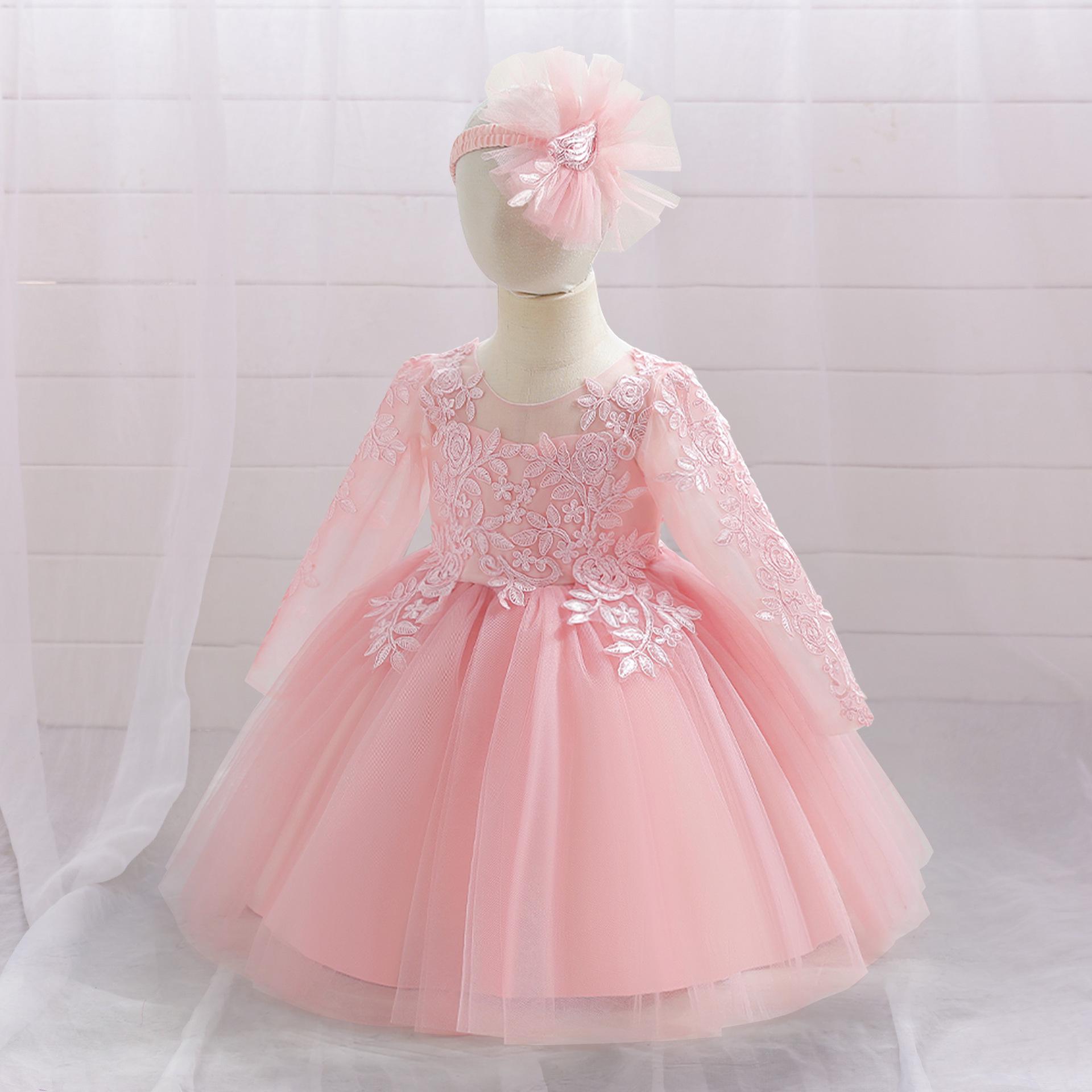 

Белое пышное тюлевое платье принцессы для девочек - Вечерний и сценический наряд для годовалой девочки 110CM (2-3 Years) розовый